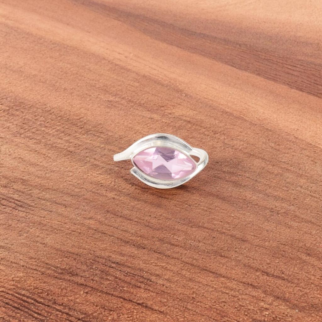Pink Morganite Gemstone 925 Stamped Silver Handmade Women Jewelry Designer Ring RR-60-4