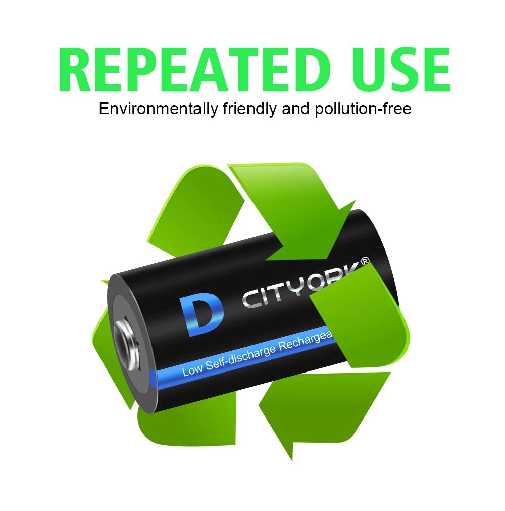 Cityork 1,2 V LR20 Rozmiar D Akumulator 10000 mAh Typ D R20 Akumulator NIMH + LCD Inteligentna ładowarka do baterii AA AAA CD 9 V