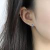 18K Gold-Plated S925 Sterling Silver Earrings, Geometric Blue Zirconia, Retro Versatile Design