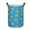 1pc, Rubber Duck And Bubble Laundry Basket, Blue Background Print Collapsible Storage Bin, Organizer Basket with Handles for Clothes, Towels, Bedroom,