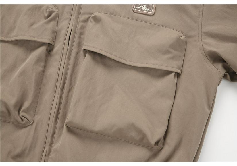 QIYOU 2025 Autumn Retro Color Block Flight Jacket with Large Pockets for Men and Women