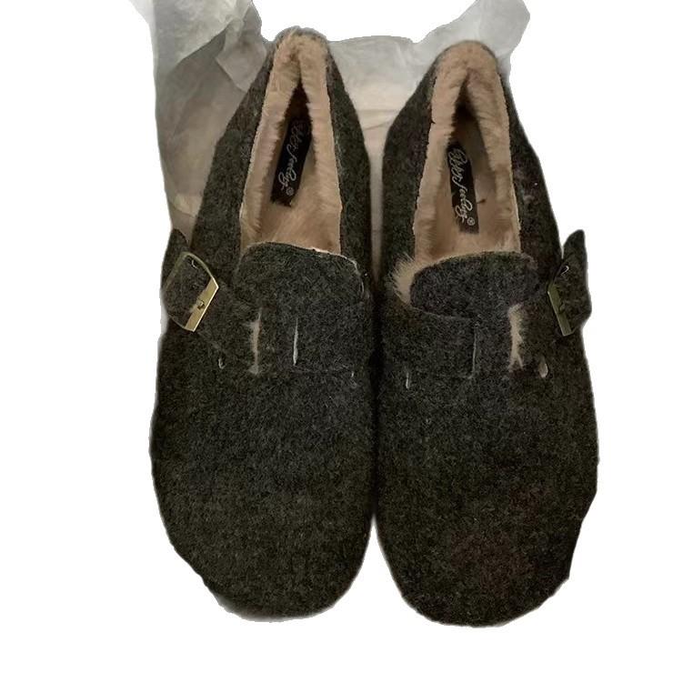 Retro velvet shoes women's shoes 2025 new autumn and winter Korean version Doudou shoes velvet thermal cotton single shoes