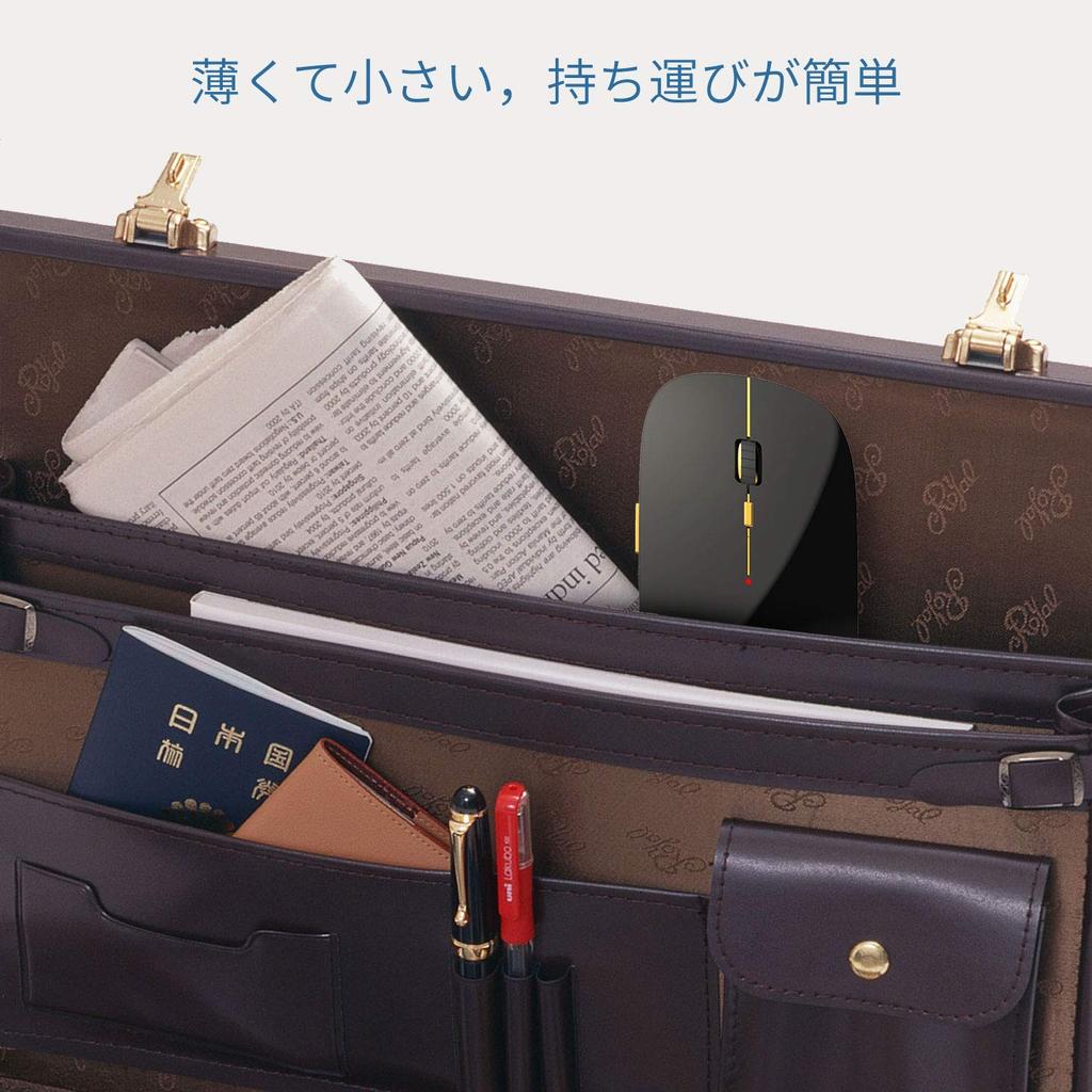 FENIFOX Wireless Silent Optical Mouse for and Macs Black Mouse, Quiet, Compact, Slim, Portable, Ergonomic, Laptops, Computers, PCs, -