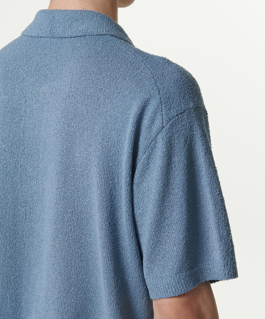 Musinsa Standard Boucle Collared Short Sleeve Cardigan [Blue Gray]
