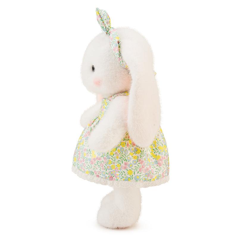 Hug Baby Colorful Rabbit Floral Skirt with Hairband Little White Rabbit Doll Doll Comfort Girl Sleeping Rabbit