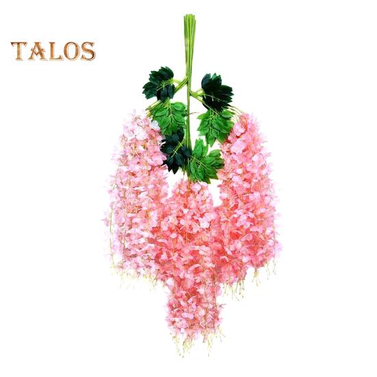 

12 шт. искусственных цветов глицинии, устойчивых к ультрафиолетовому излучению, искусственные цветы глицинии, подвесные искусственные цветы, виноградная лоза для патио, вечеринки, украшения для дома и интерьера светло-розовый