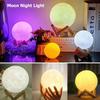 Led Moon Lamp Night Light With Stand 8/12cm Table Print Bracket Battery 3D Lights Warm white multicolor On Home Lamps Romantic