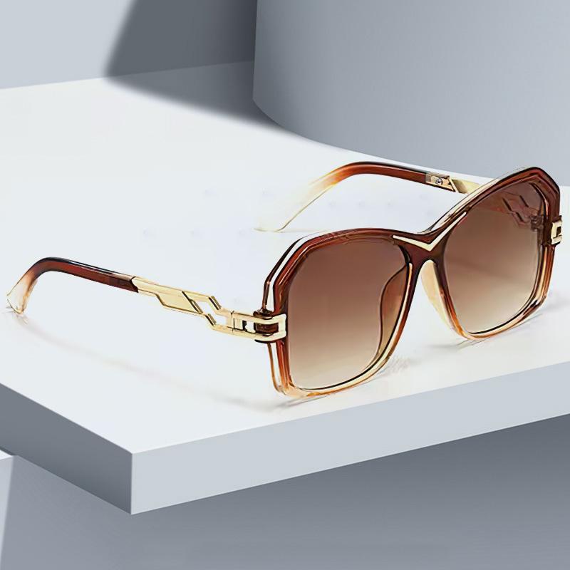 Vintage Sunglasses Women Green Yellow Gradient Lens Geometric Frame Modern Design Personality Glasses
