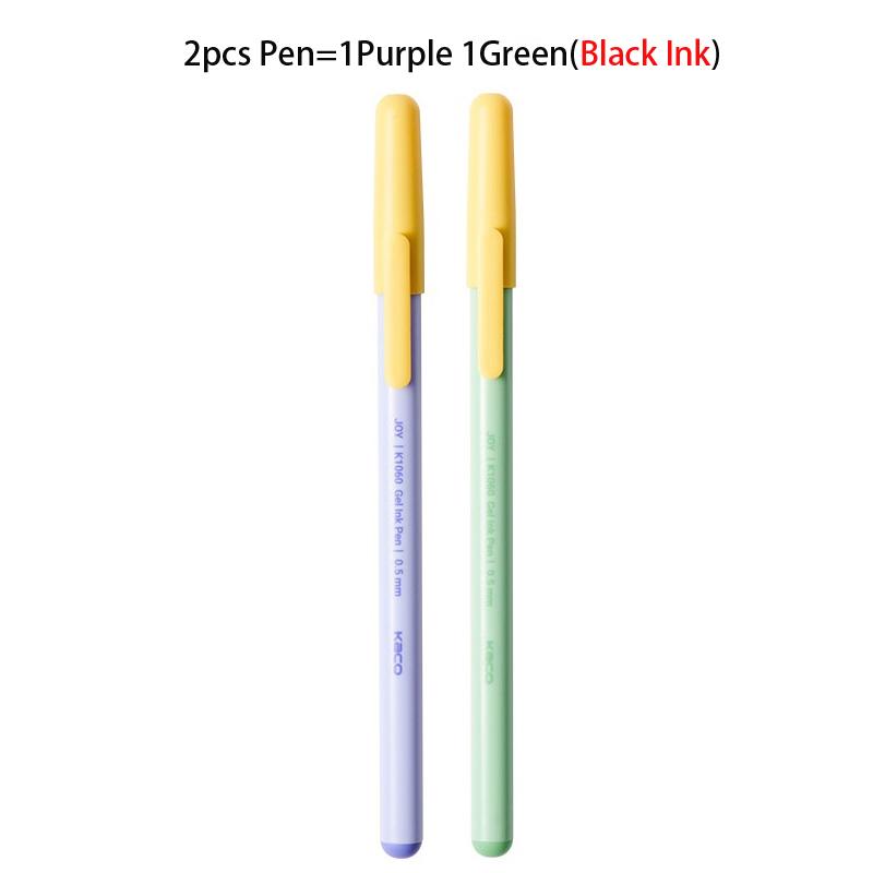 KACO JOY Gel Pen 0.5mm Black Fun Capped Biscuit Stick Style Frosted Body Daily Writing Pens 1600m Large Capacity School Supplies