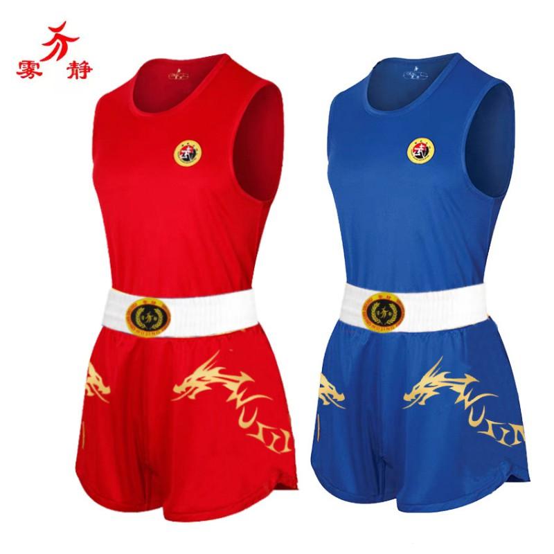 Unisex Martial Arts Training Suit Sanda Kickboxing Breathable Sports Uniform Men Women Red Blue Set