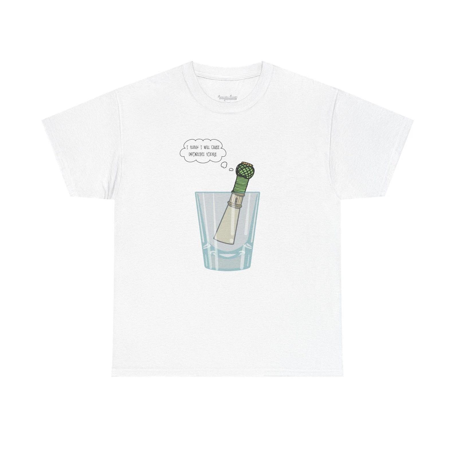 I think I m going to get into trouble today. An interesting T-shirt. L