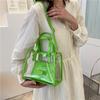 2 stk Gjennomsiktig PVC Tote Bag Sett Trendy Jelly Crossbody Veske Vanntett Sommer Strandveske Med Innvendig Lomme