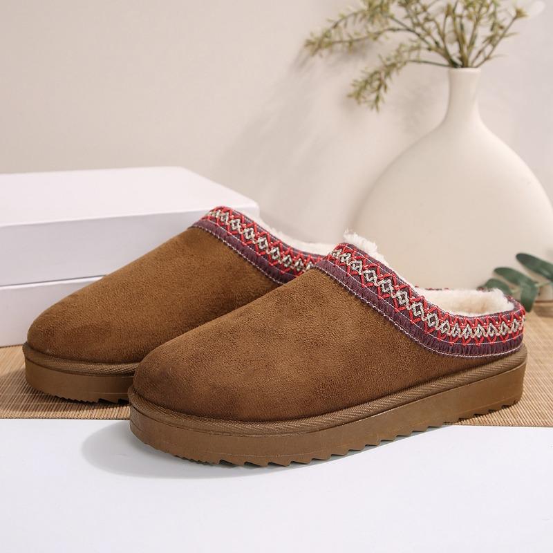 Outer hairy half-mop snow shoes autumn and winter new plush warm thick-soled slippers without heel cotton mop