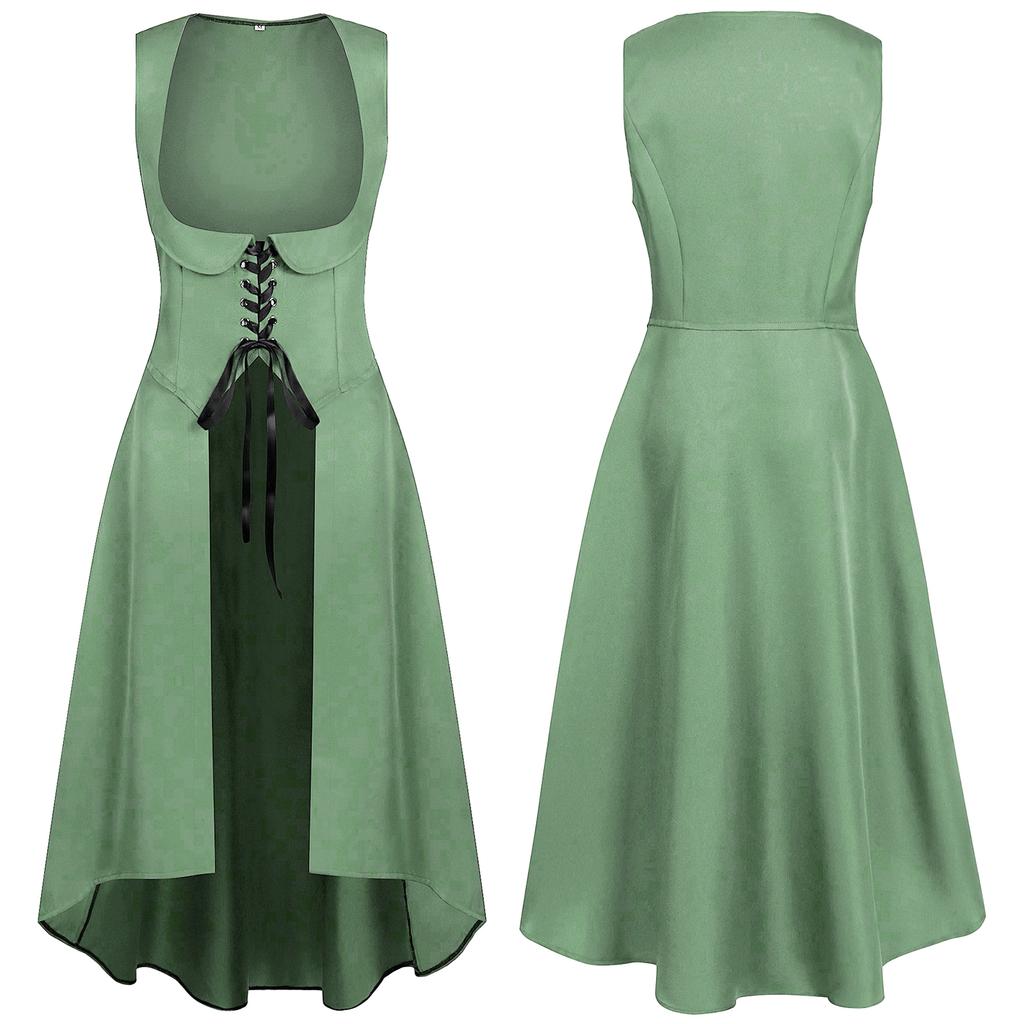 Women's Dress Sleeveless Underbust High Overdress Gothic Cosplay Costume