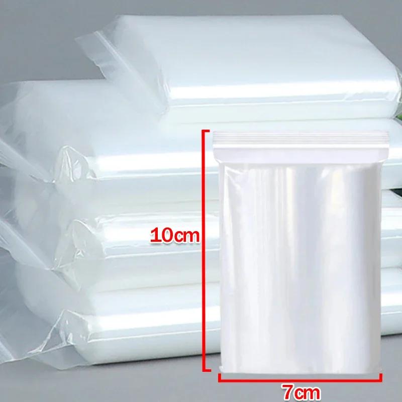 100-300Pcs Thicken Zipper Sealed Bags Clear Plastic Storage Bag for Small Jewelry Food Packing Reclosable Ziplock Sealing Bags