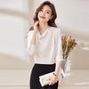 Women's Elegant V-Neck Long Sleeve Chiffon Blouse