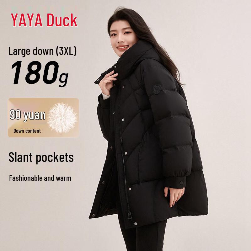 Yaya Damen 2025 Winter Mittellange Kapuzen-Daunenjacke