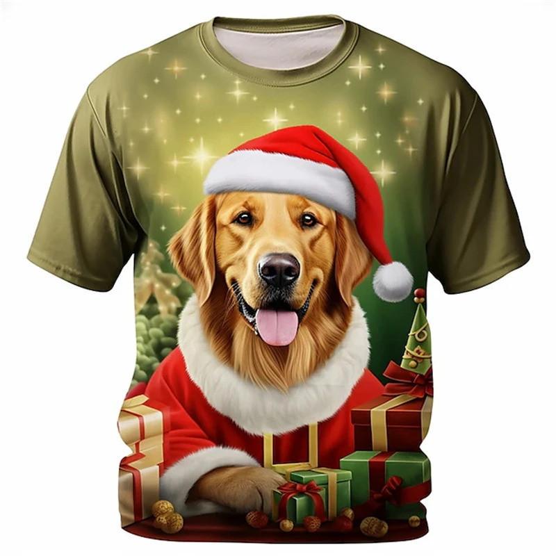 Fashion Men's New Christmas Dog 3D Printed T-shirt for Men and Women Y2k Harajuku Street Unisex Short Sleeve