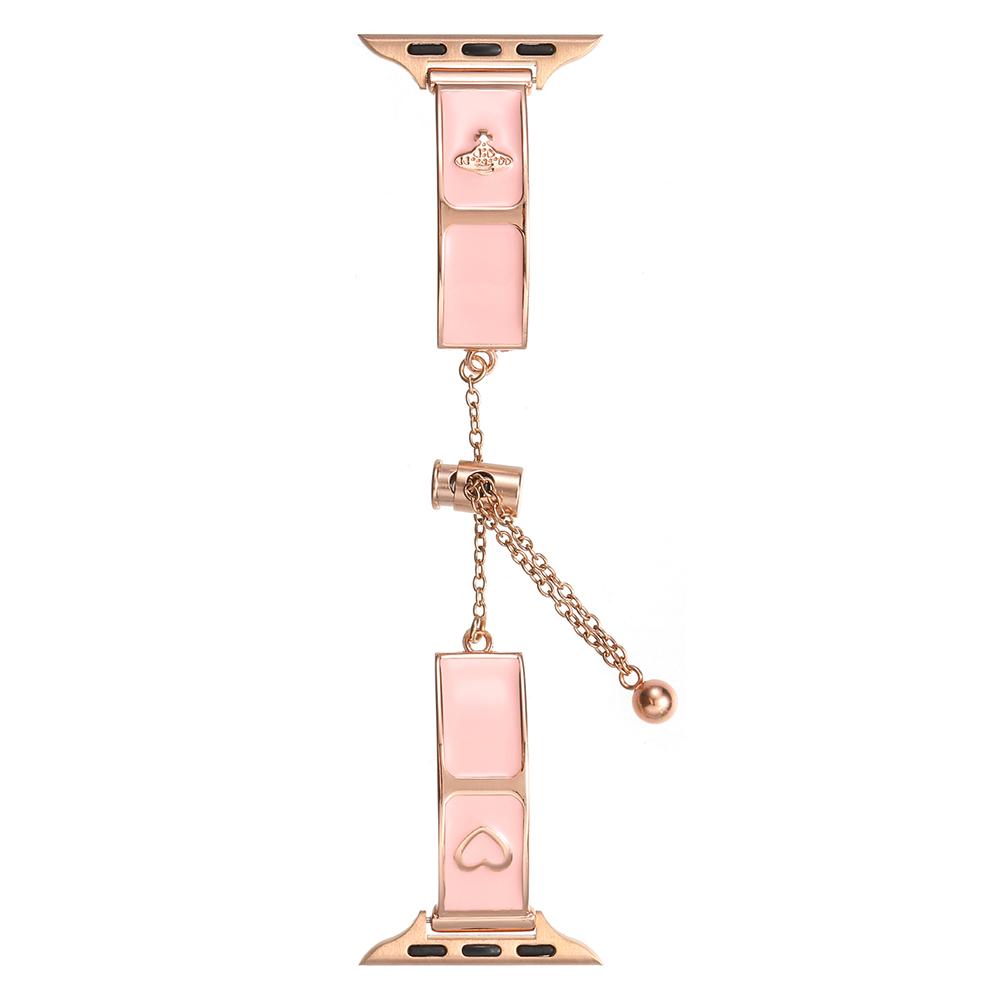 

Ремешок для Apple Watch Series 10 Ultra 9 8 7 SE 6 5 4 3 2 1 46 мм 49 мм 45 мм 44 мм 42 мм Эмалевый браслет Сатурн Металлический ремешок Rose Gold+Pink