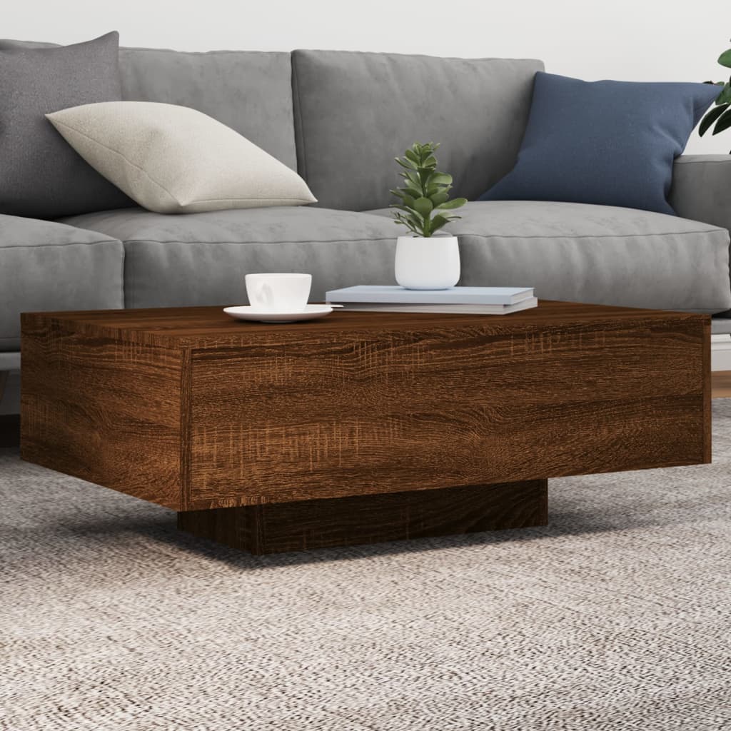 Moderner, Minimalistischer Und Eleganter Couchtisch Mit LED-Lampe, Beistelltisch Für Das Wohnzimmer, Niedriger Ablagetisch, 85x55x31 Cm