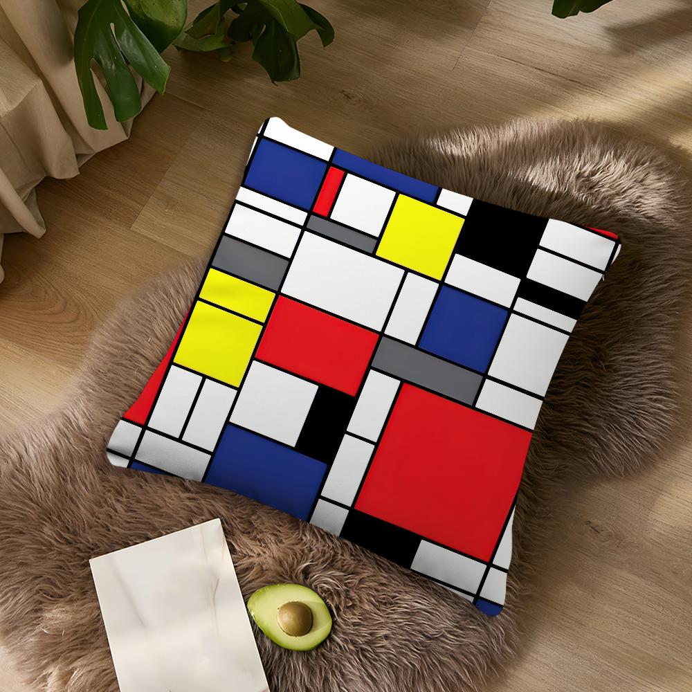 

P-Painting Piet Mondrian Art cushion cover Living Room Accent Couch Back Support Square Lounge Restful Nap Companion Pillow Case 12x12Inch