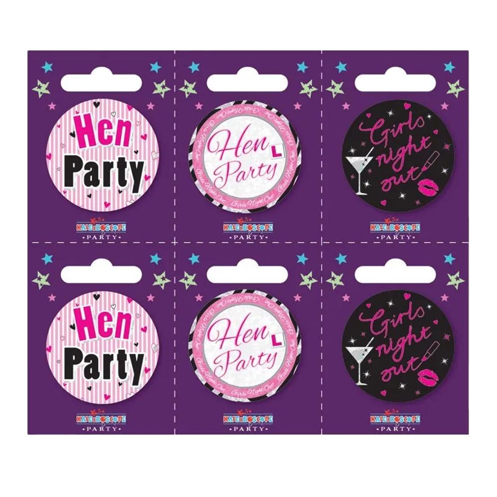 Apac Hearts Hen Party Badge Set (Pack of 6)