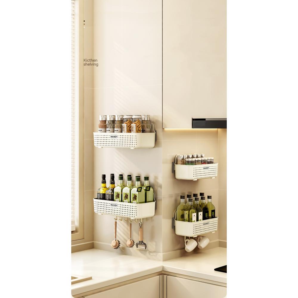 Kitchen rack, home bathroom, no punching, wall-mounted condiment multi-purpose sink drain storage rack