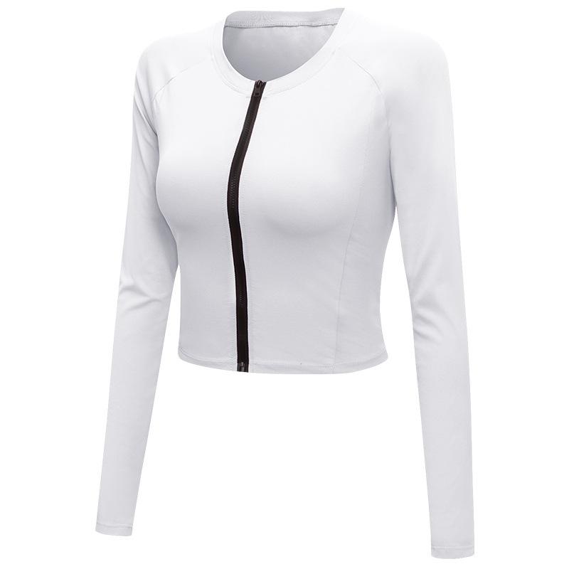 Women's Yoga Zipper Long Sleeve Sports Running Training Fitness Suit Fast Drying Elastic Tight Long Sleeve Top
