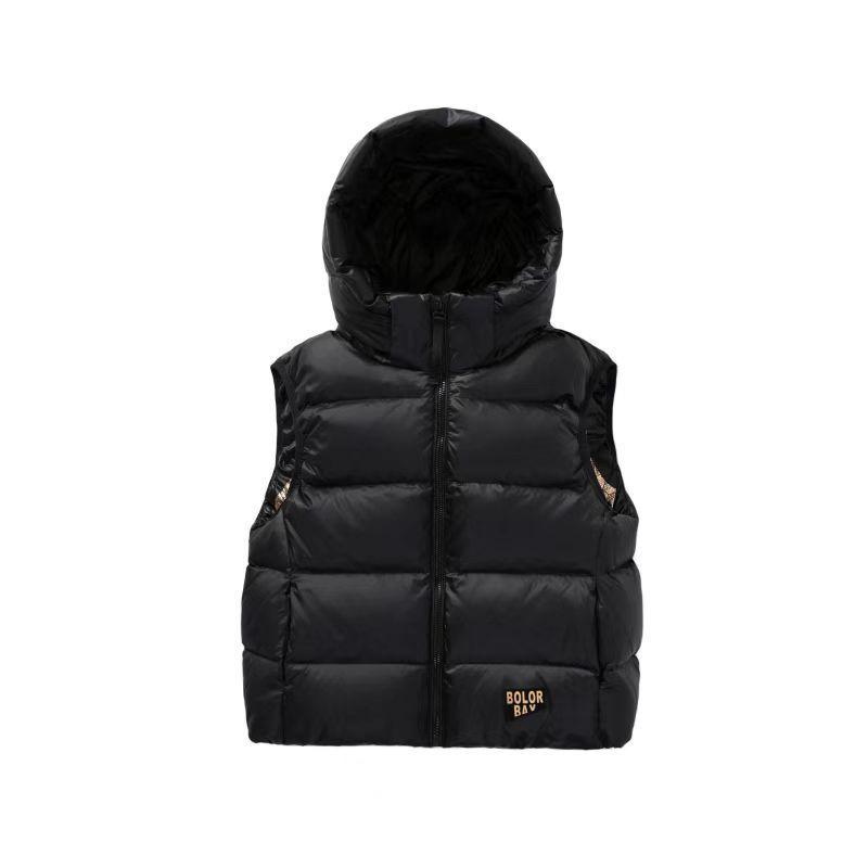 2024 Wasserdichte Kleinkind-Daunenweste mit Kapuze für Mädchen & Jungen – Schwarze Entendaunen