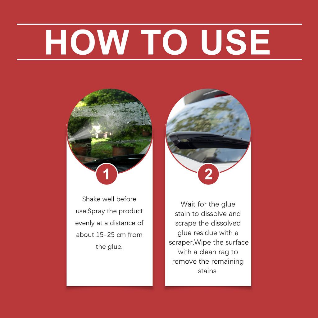 Powerful Automotive Adhesive Remover Spray Dissolves Sticky Tap Glue Decal Residue from Car Glass Metal Plastic Includes Tools