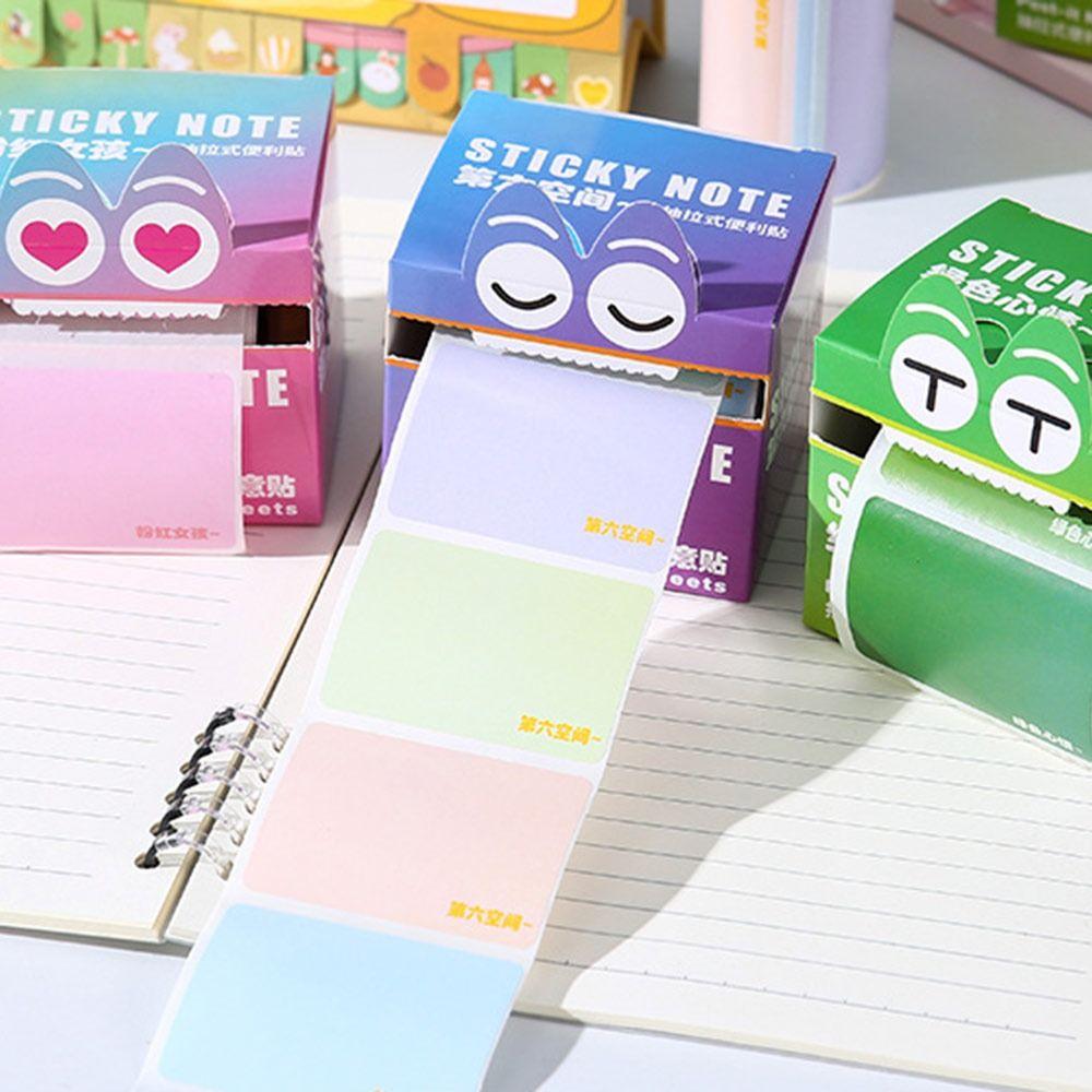 Cartoon Memo Pad Paper Pull Out Design Dopamine Sticky Notes Pearlescent Transparent Self-Adhesive Student Mistake Notepads