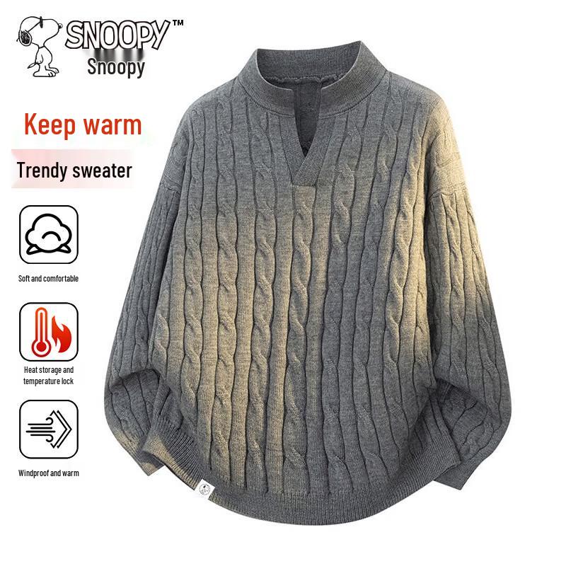 SNOOPY Men's Casual V-Neck Knit Pullover Sweater