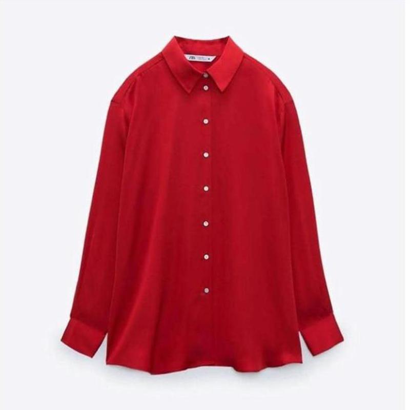 Spring and Autumn Women's Shirt Blouse Single Breasted Tide Solid Color Long Sleeve Tops