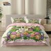 3pcs Easter Happy Flower Rabbit Print Coreless Down Duvet Cover Set Comfortable Bedroom Bedding Decoration Machine Washable