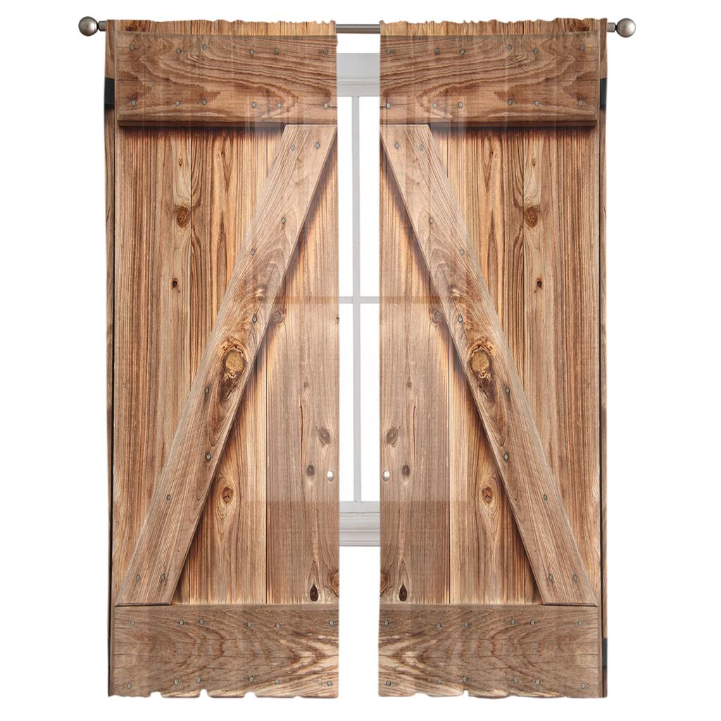 Holztür Voile Vorhang für Schlafzimmer Tüll Voile Vorhang für Küche Wohnzimmer Dekor Fensterbehandlung