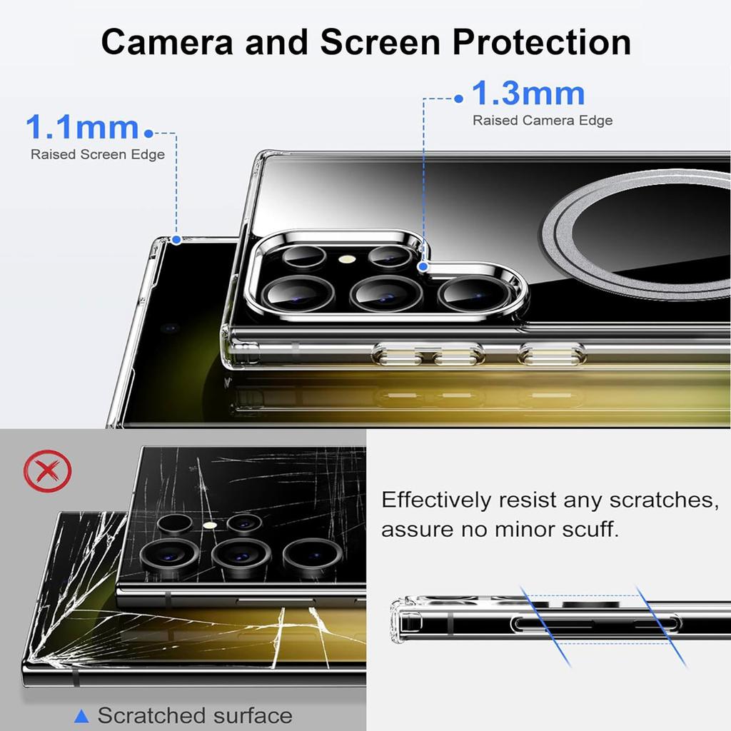 Pouzdro pro Samsung Galaxy S23 Ultra kompatibilní s MagSafe TPU+PC průhledným zadním krytem