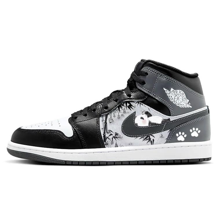 

Jordan Air Jordan 1 Cushioning Slip Resistant Breathable High top Vintage Basketball Shoes Men s White Black Gray DQ8426-001(Team366-) 44