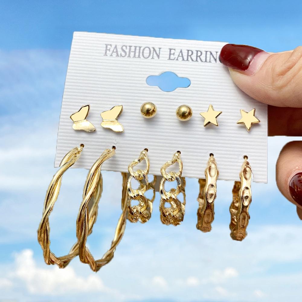 iF ME Fashion Pearl Earring Set Women Luxury Butterfly Love Heart Gold Stud Earrings Resin Hoop Earrings Jewelry Accessories