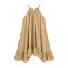 Spring Summer Sleeveless Pleated Halter Vacation Dress for Women
