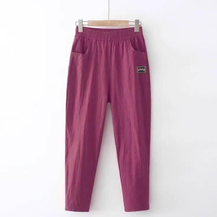 

Summer Women s Slimming Straight Leg Cotton Linen Harem Pants High Waist Casual Trousers Comfortable Loose Fit XXXXL фіолетовий