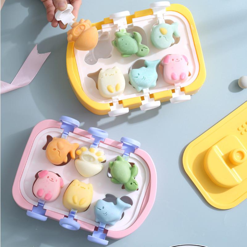 DIY Puppy Silicone Boat Shape Popsicle Mold Kitten Chocolate Candy Jelly Mould Animal Ice Cream Making Box Children's Day Gifts