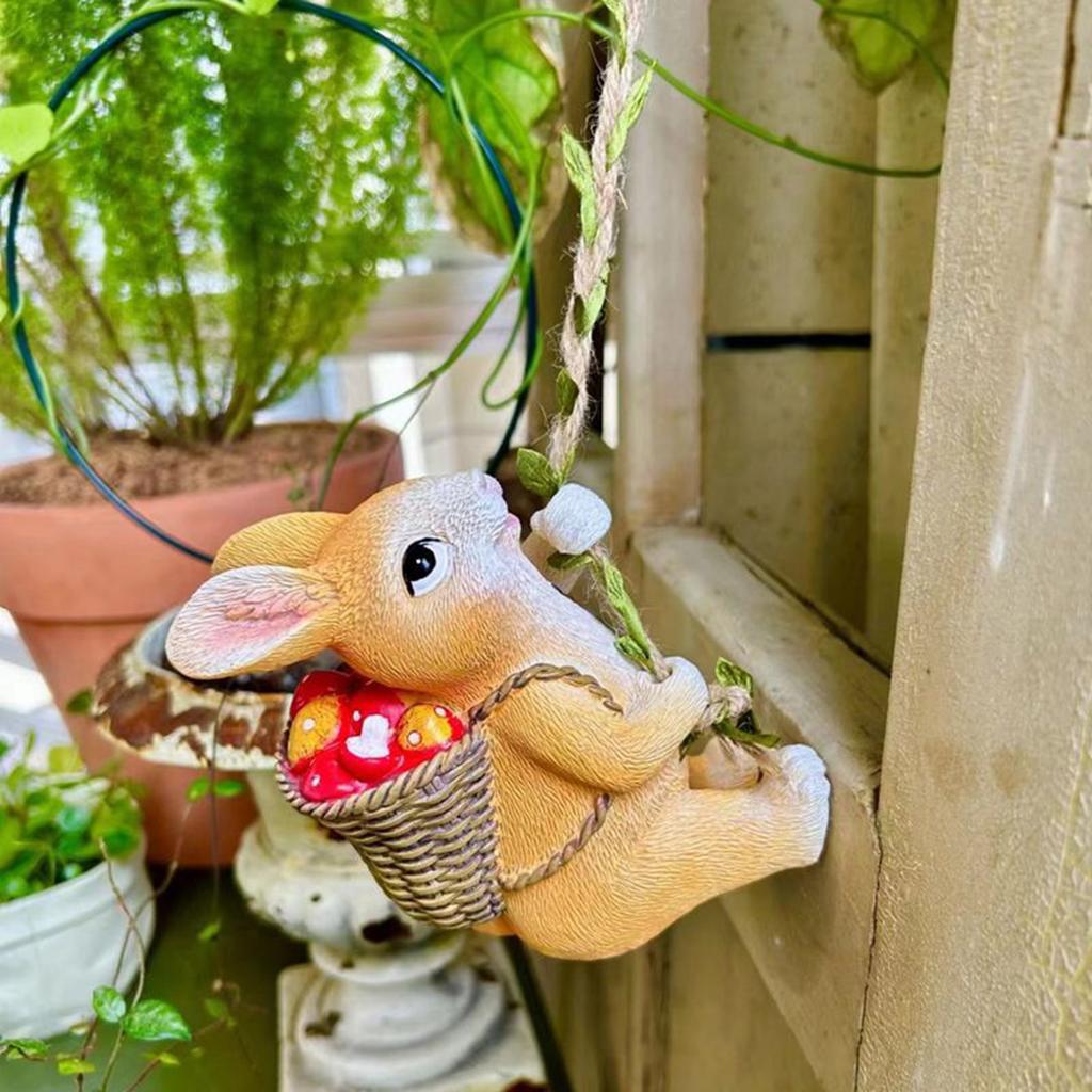 Outdoor Climbing Rabbit Statue Resin Wall Decorations Hanging Bunny Figurine with Hook for Garden Balcony Decorations