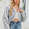 Fashionable Women's Plush Short Jacket Fauxsuit Collar