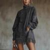 2026 High Neck Suede Dress with Tassels and Pockets