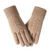 Touch screen gloves women's winter outdoor riding warm and cold-proof piled thickened flat machine jacquard, knitted gloves