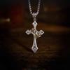 Trendy Two-Tone Cross Necklace: Retro Punk Hip-Hop Men's Sweater Chain