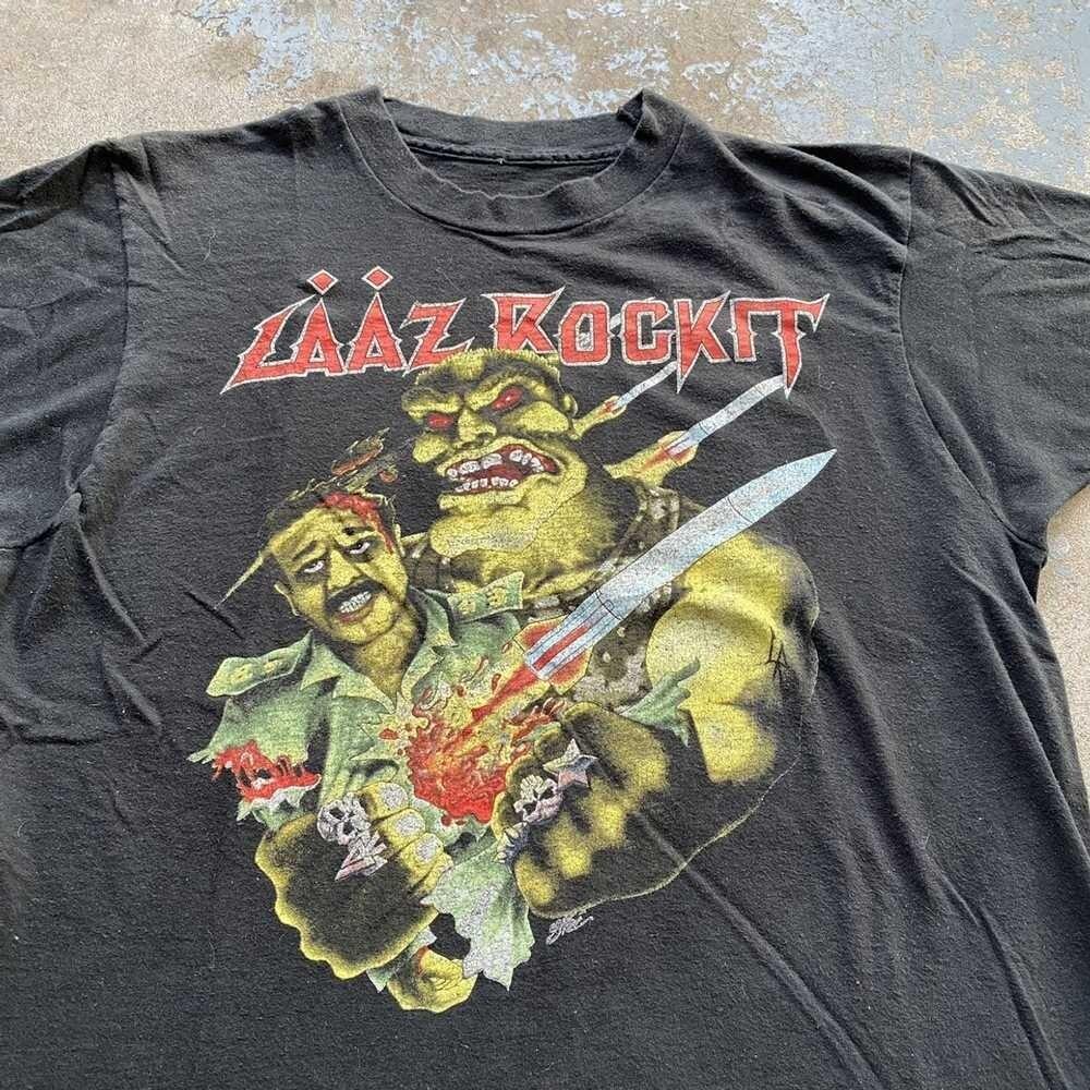 Футболка с принтом группы Laaz Rockit 90-х, короткий рукав, черная, размеры S-5XL, футболка AG1389, унисекс S