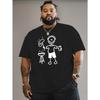 European Size Men's Large Barbecue Pattern T-Shirt - Oversized Casual Summer T-Shirt with Barbecue Illustration