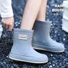 Damen Wasserdichte Verstellbare Mid-Calf Regenstiefel mit Weicher Sohle & Fixierter Kordel