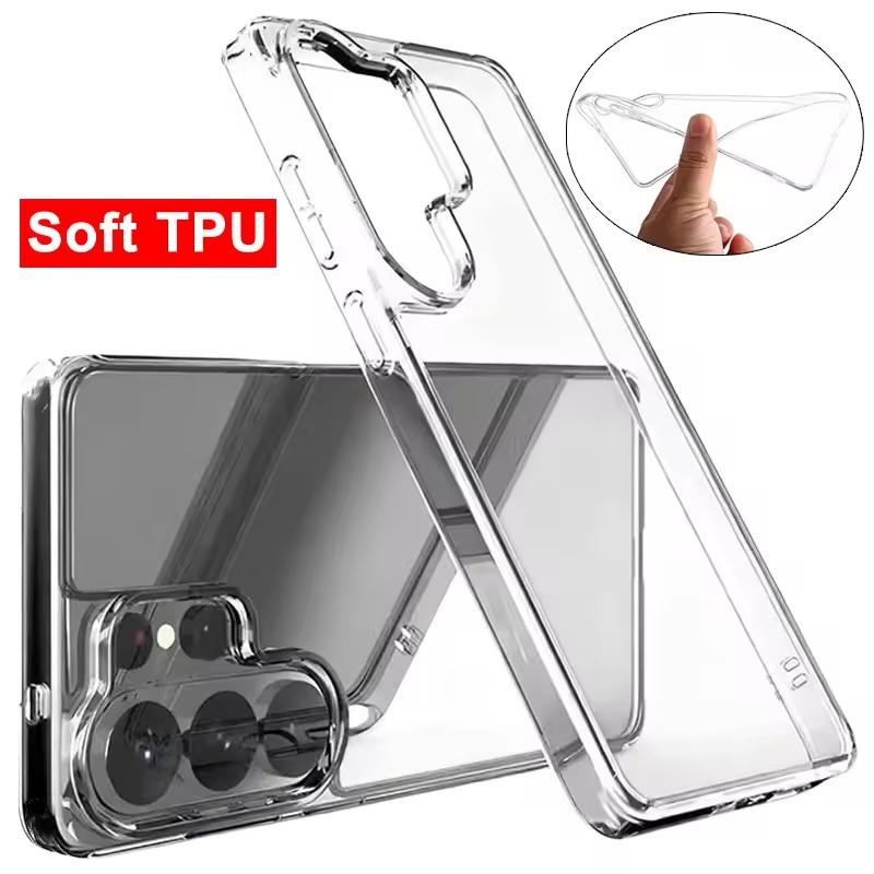 Crystal Clear Transparent TPU Phone Case for Samsung Galaxy S26 S26Plus S26Ultra Soft TPU/Hard PC Protective Cases Accessories
